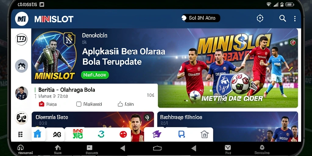 Antarmuka aplikasi MINISLOT menampilkan informasi olahraga bola secara jelas dan menarik.