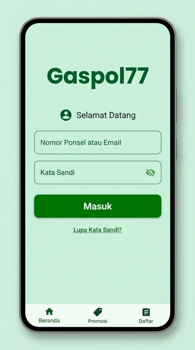 Tampilan halaman login gaspol77