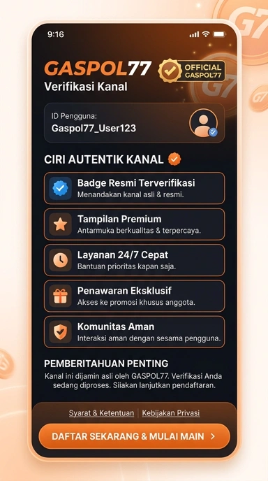 Tampilan kanal resmi gaspol77