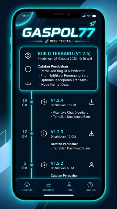 Tampilan riwayat versi gaspol77